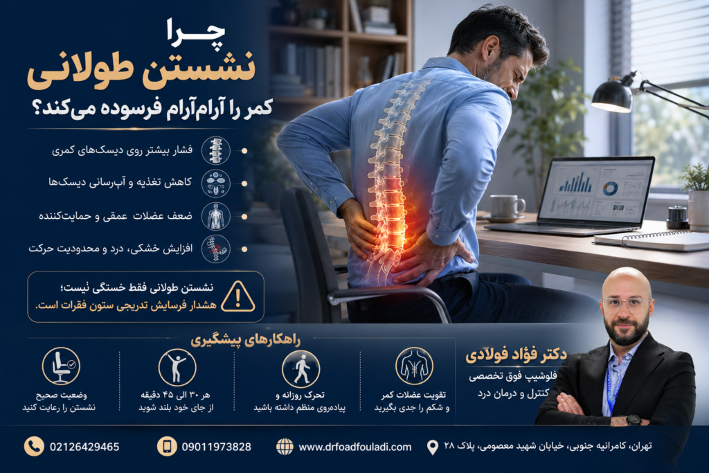 چرا نشستن طولانی کمر را آرامآرام فرسوده میکند