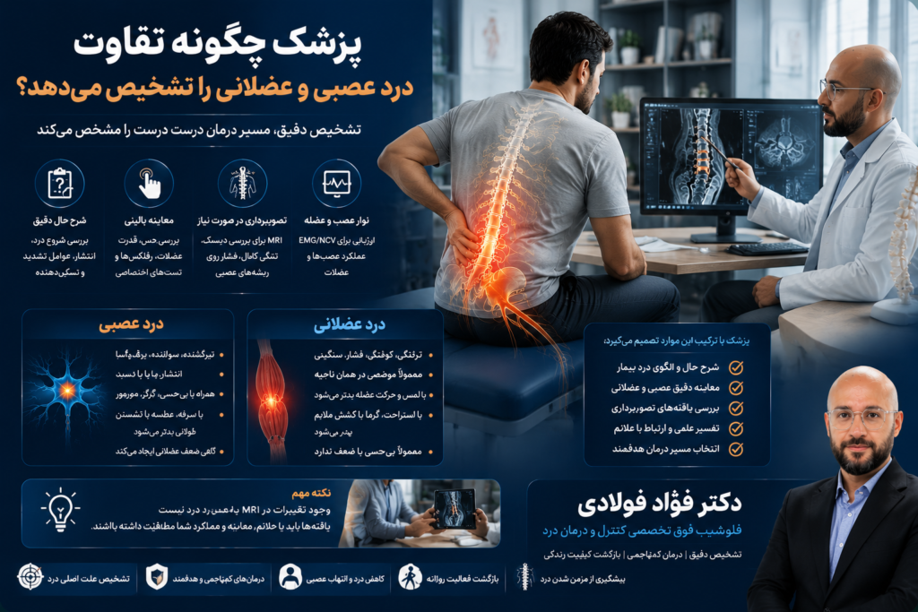 پزشک چگونه تفاوت درد عصبی و عضلانی را تشخیص میدهد